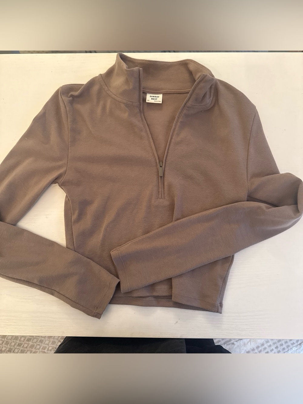 Sunday Best Taupe Half Zip Pullover Sweatshirt